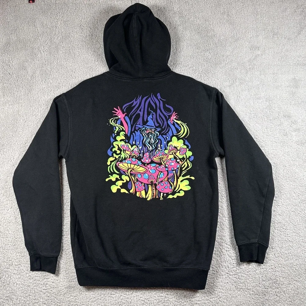 ALAB‎ Hoodie Mens Small Psychedelic Mushroom Wizard Graphic Pullover Sweatshirt